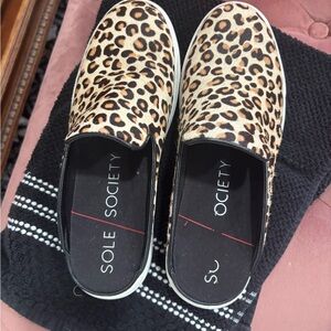 Sole Society Brown Sneakers with Leopard Print
